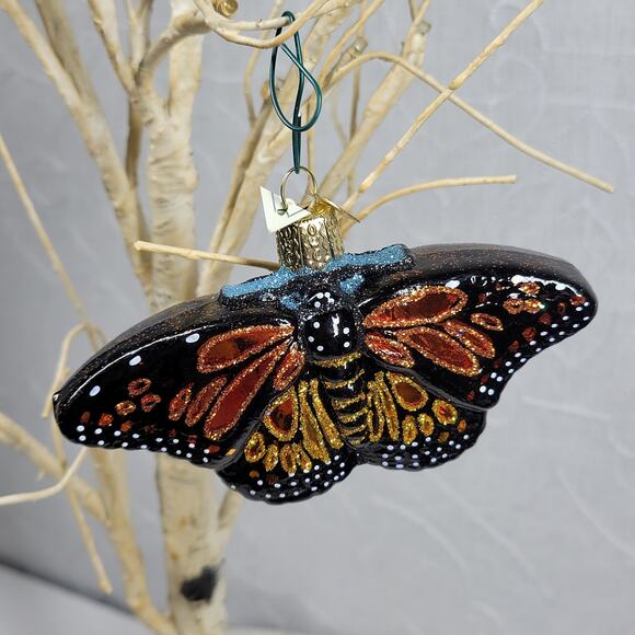 Old World Christmas Monarch Butterfly Ornament Glass Dark Halloween Witchy Decor - Picture 1 of 15